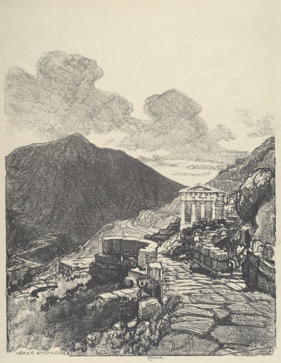 Athens skatkammer, Delphi af Joseph Pennell