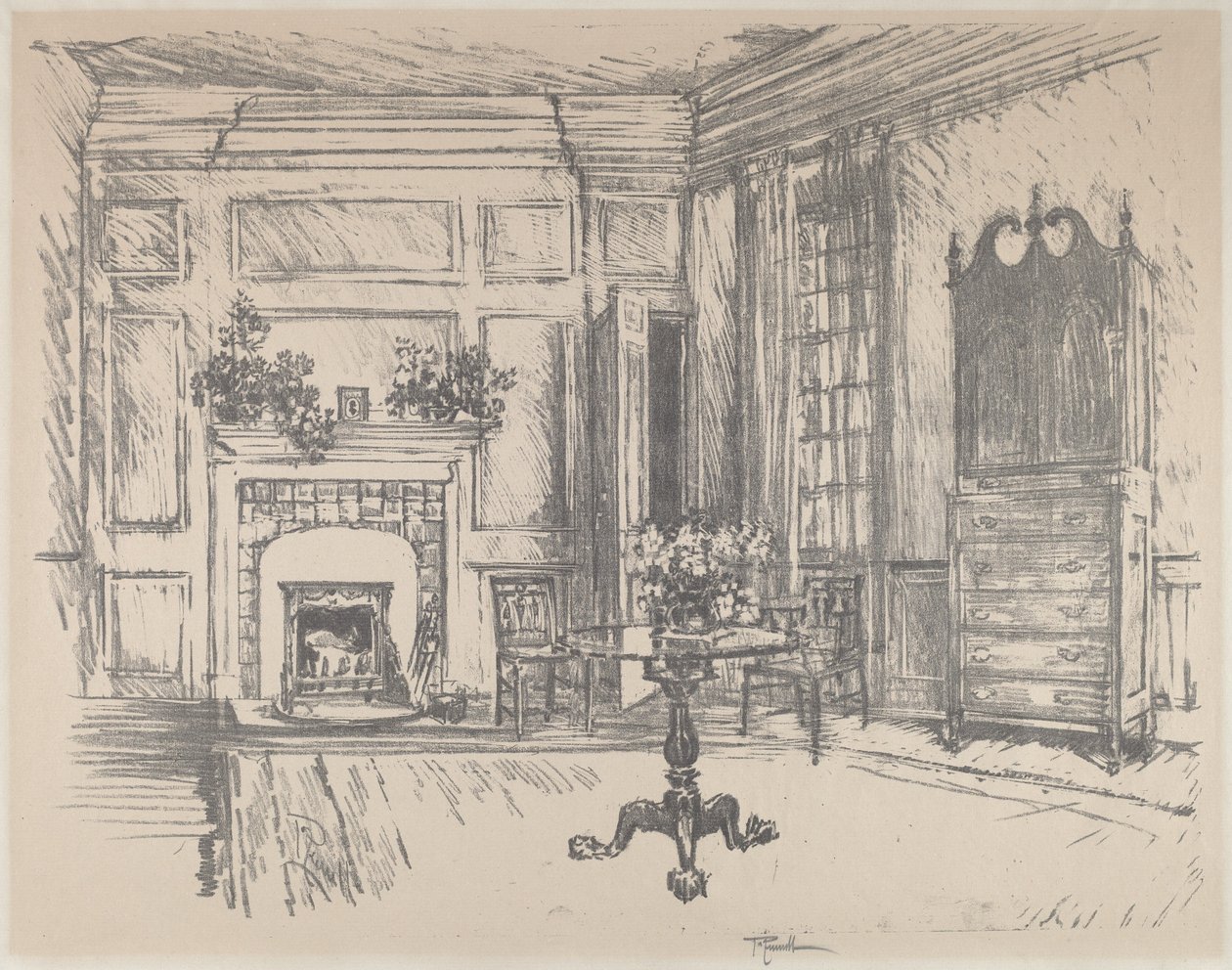 The Upper-room, Stenton, 1912. af Joseph Pennell