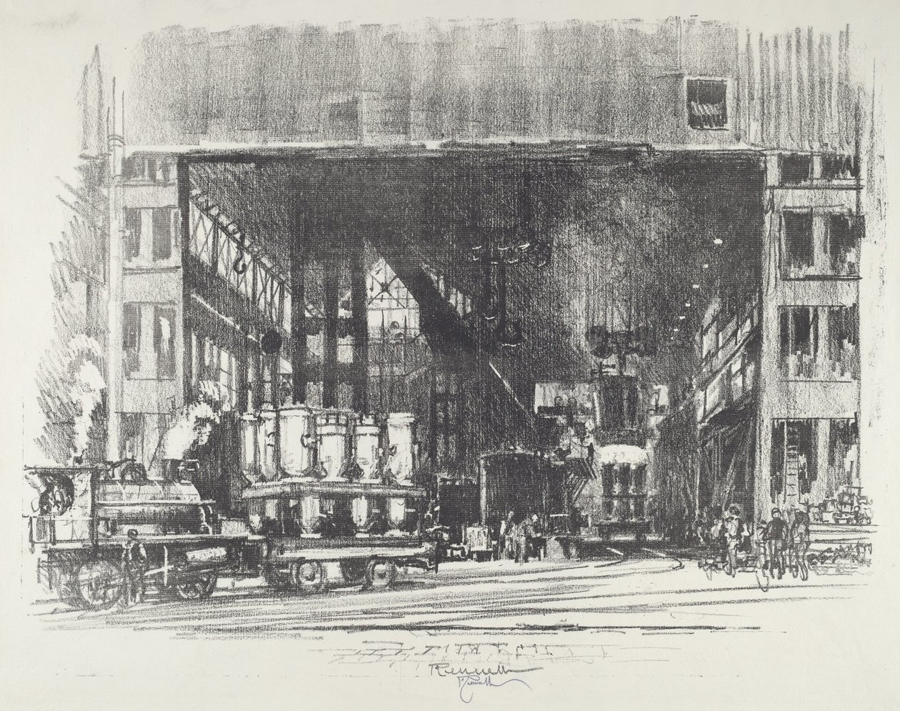 Urnerne, støbning af store skaller, 1916. af Joseph Pennell