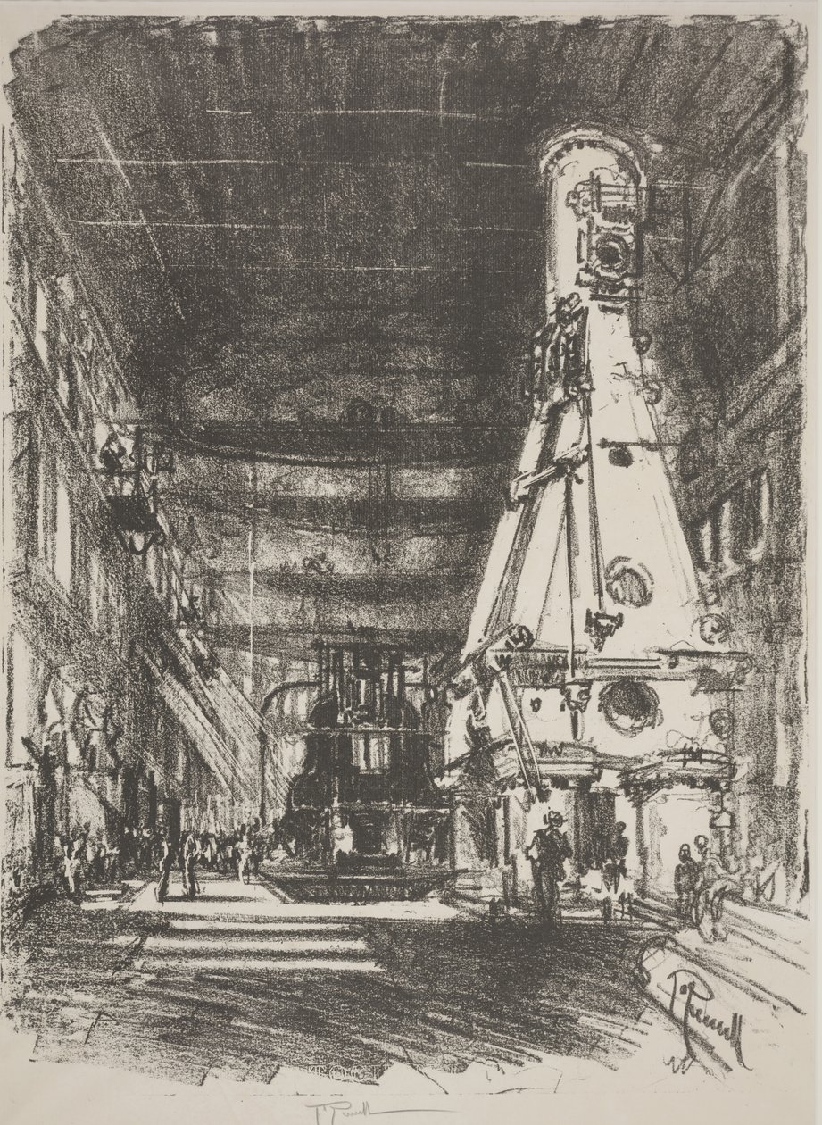 De hvide og sorte hammere (litho) af Joseph Pennell