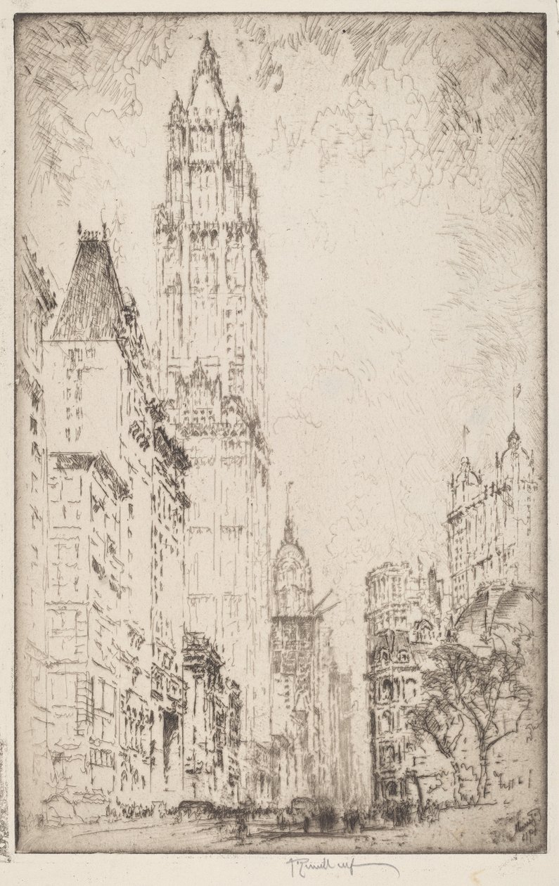Woolworth-bygningen, 1915. af Joseph Pennell