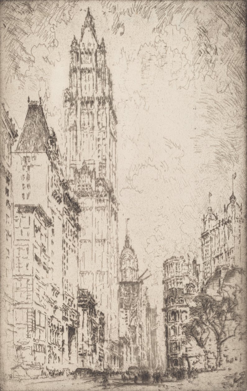 Woolworth-bygningen, 1915. af Joseph Pennell
