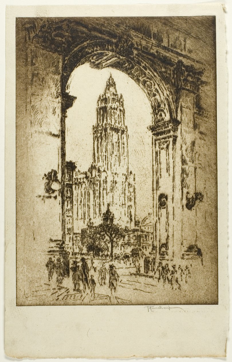Woolworth gennem buen af Joseph Pennell