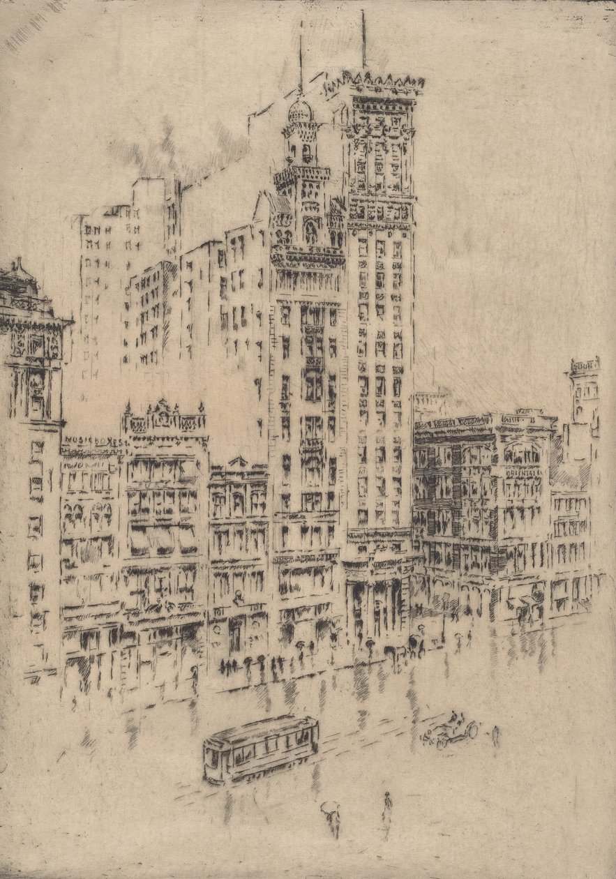 Union Square, Rainy Day, 1904. af Joseph Pennell
