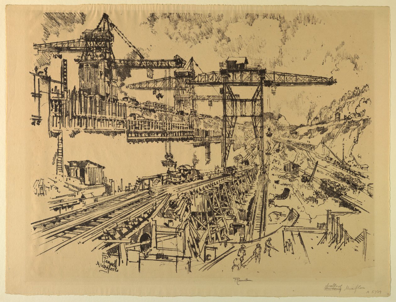 Mure af Miraflores Lock af Joseph Pennell