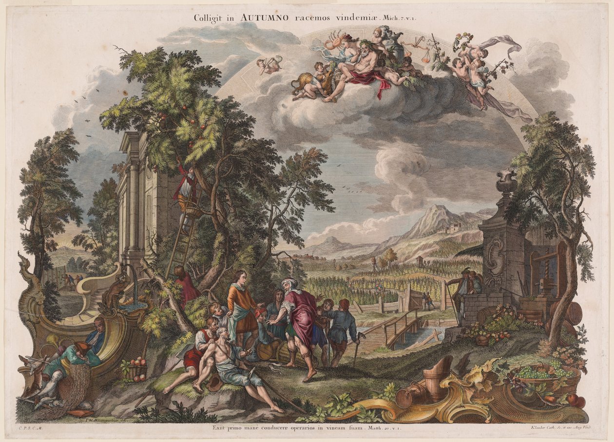Efterår af Joseph Sebastian Klauber, Johann Baptist Klauber, after Johann Wolfgang Baumgartner