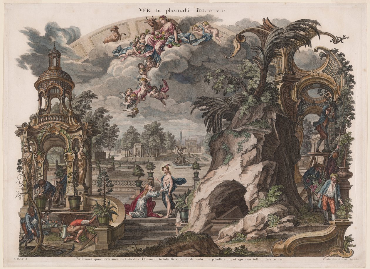 Forår af Joseph Sebastian Klauber, Johann Baptist Klauber, after Johann Wolfgang Baumgartner