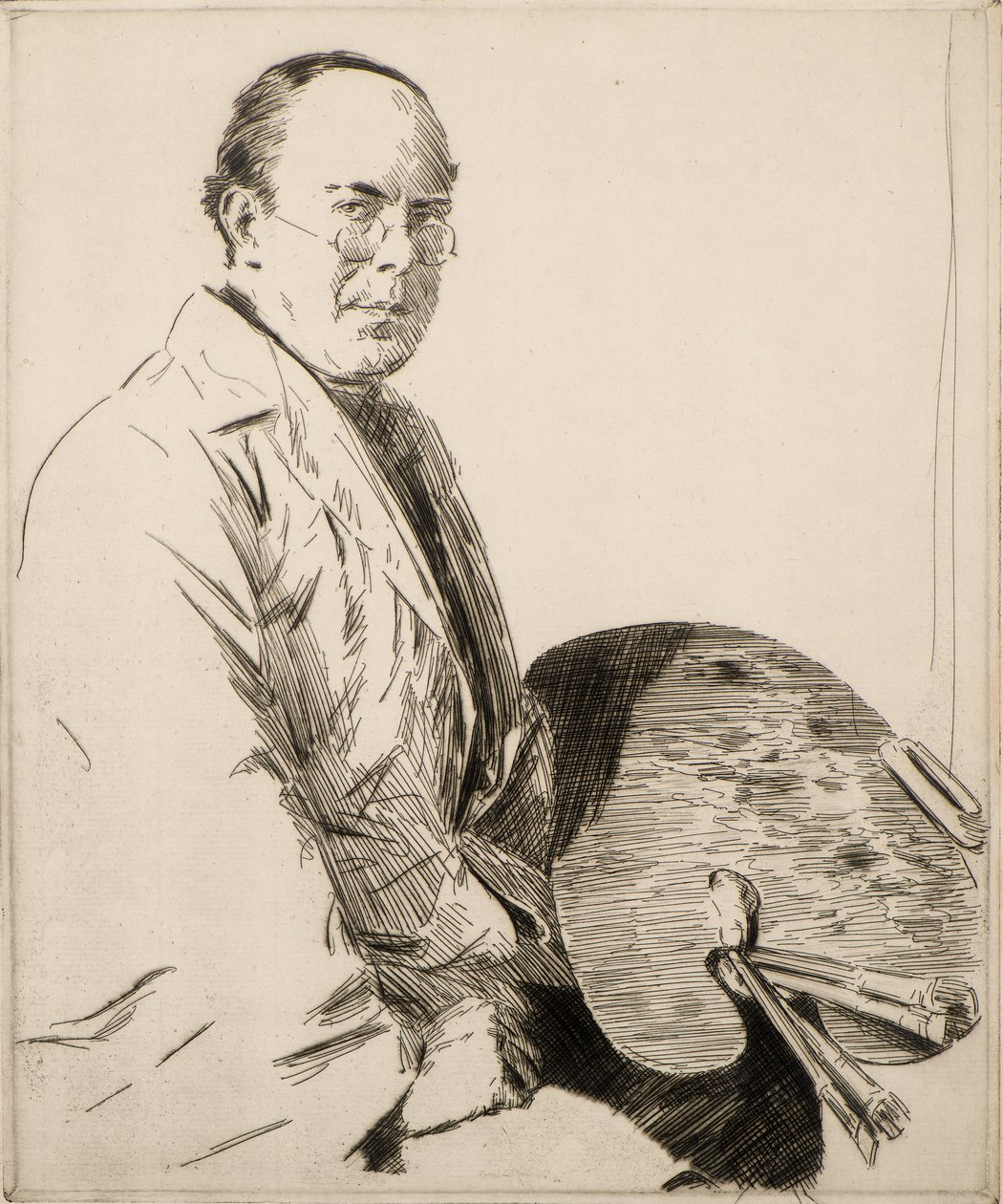 Selvportræt, 20. århundrede (radering) af Joseph Simpson