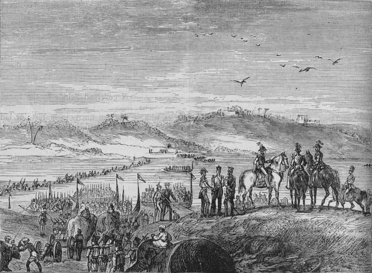 Den britiske hær krydser Sutlej, c1880 af Joseph Swain