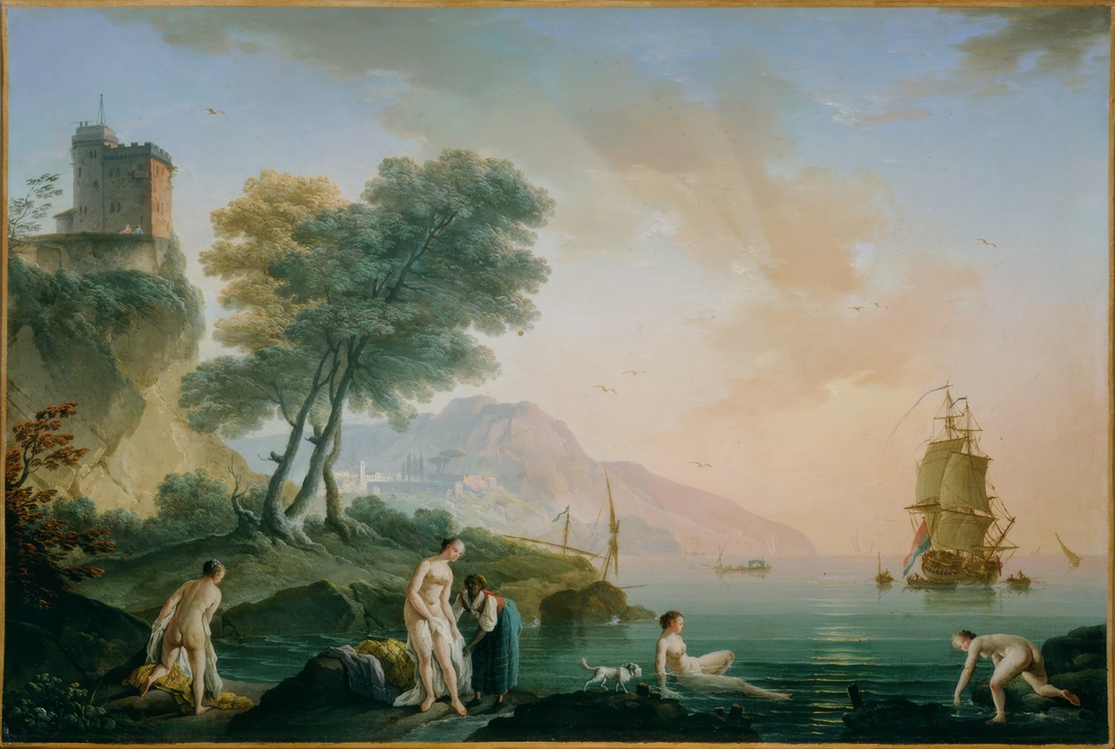 Piger bader ved kysten af Claude Joseph Vernet
