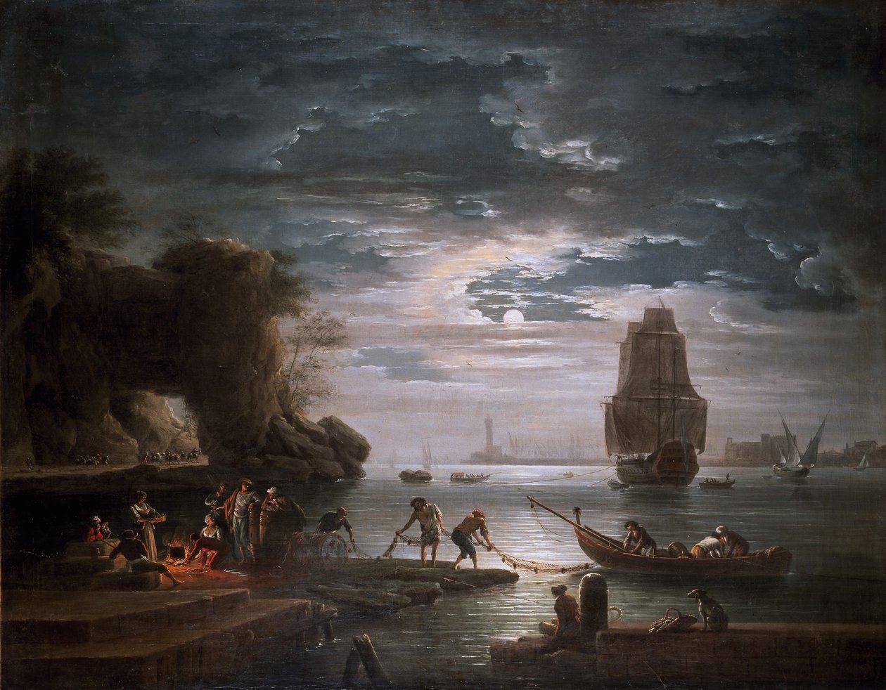 Kystscene (La nuit) af Claude Joseph Vernet