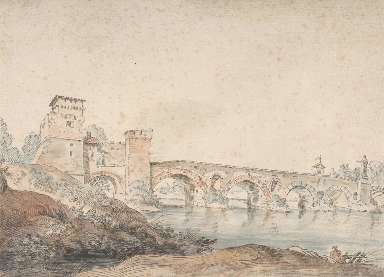 Ponte Molle, Rom, 1700-tallet. af Joseph Vernet.