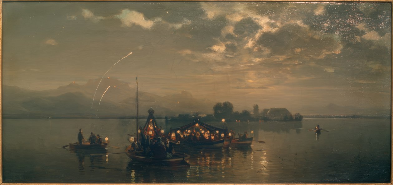 Natlig sejltur på Chiemsee af Joseph Wopfner