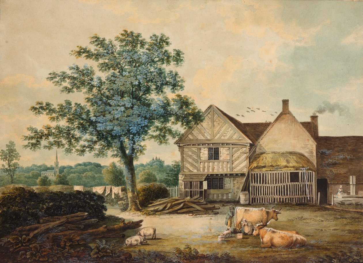 Gårdsplads nær Aston Hall af Joseph Wright