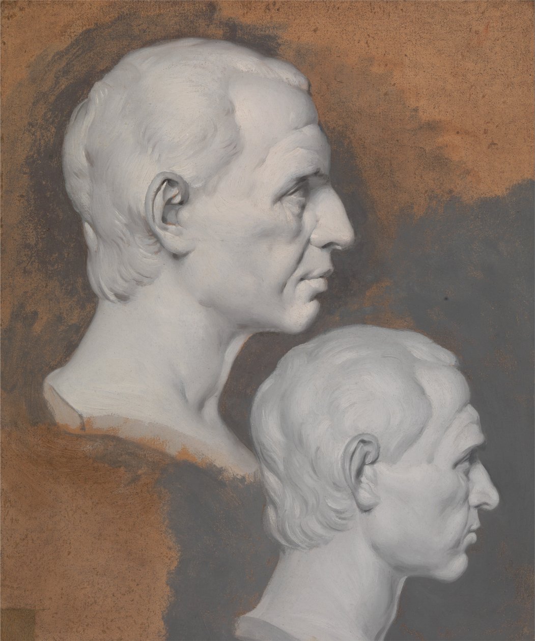 Studier af en klassisk buste af Joseph Wright of Derby