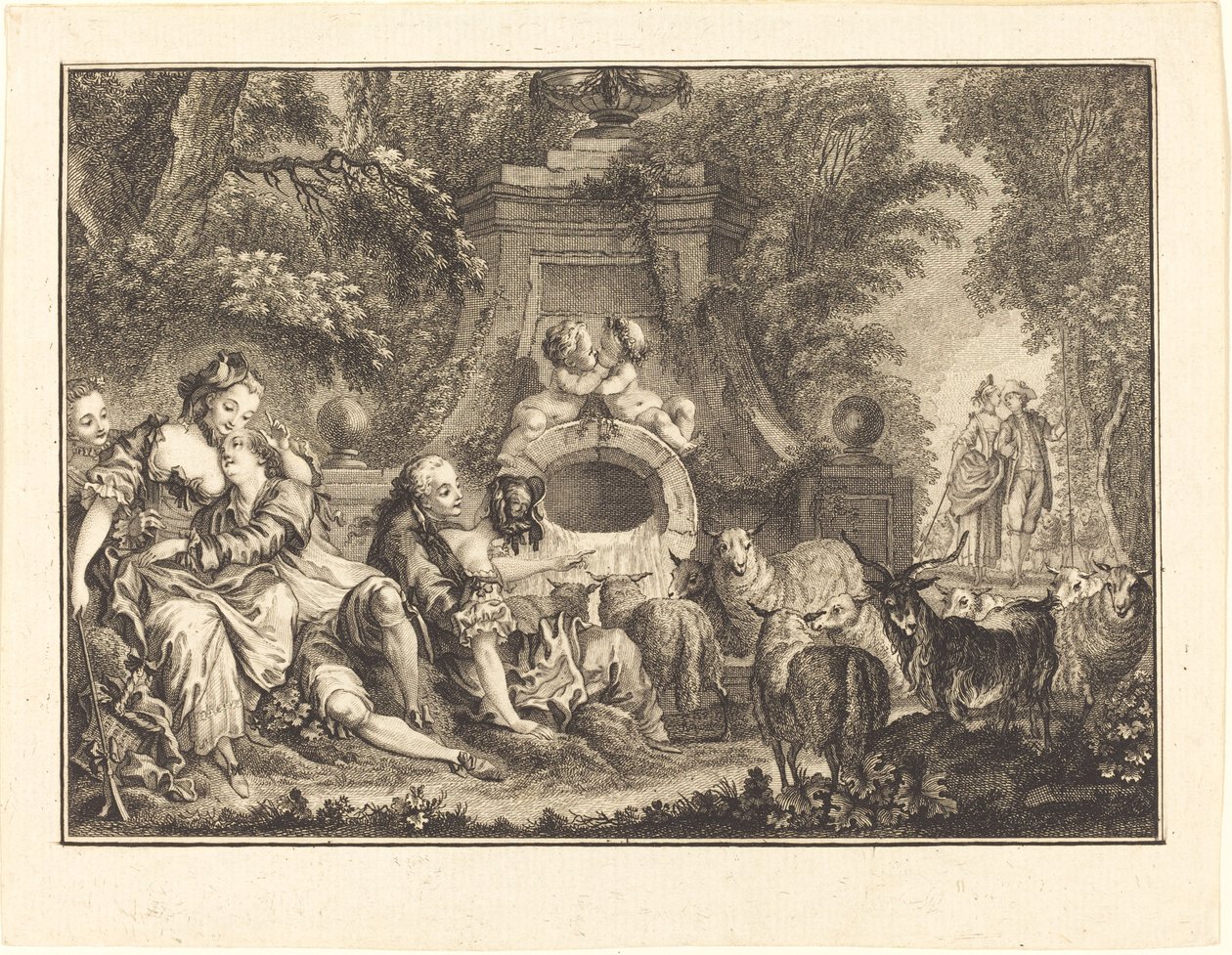 Landlige fornøjelser af Joseph de Longueil after Charles Eisen