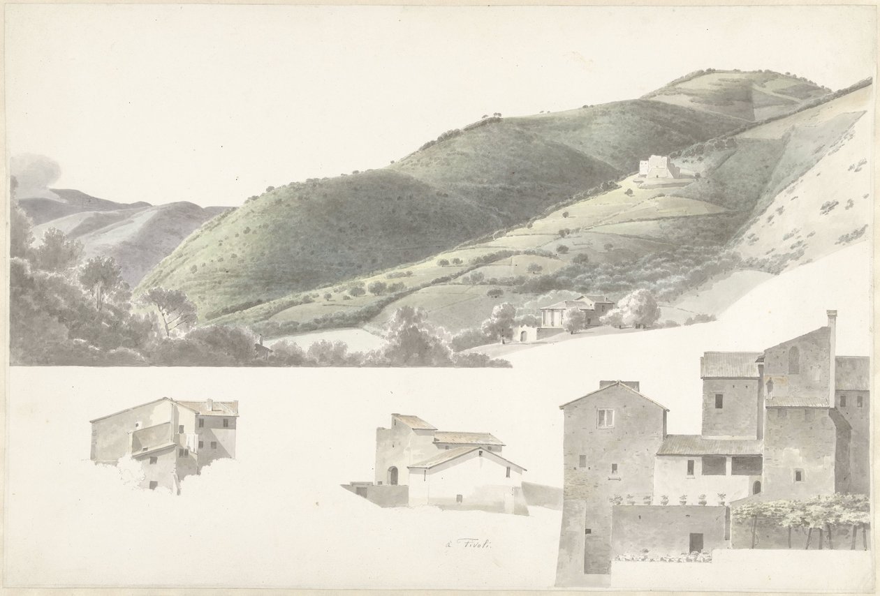Landskab og nogle huse nær Tivoli af Josephus Augustus Knip