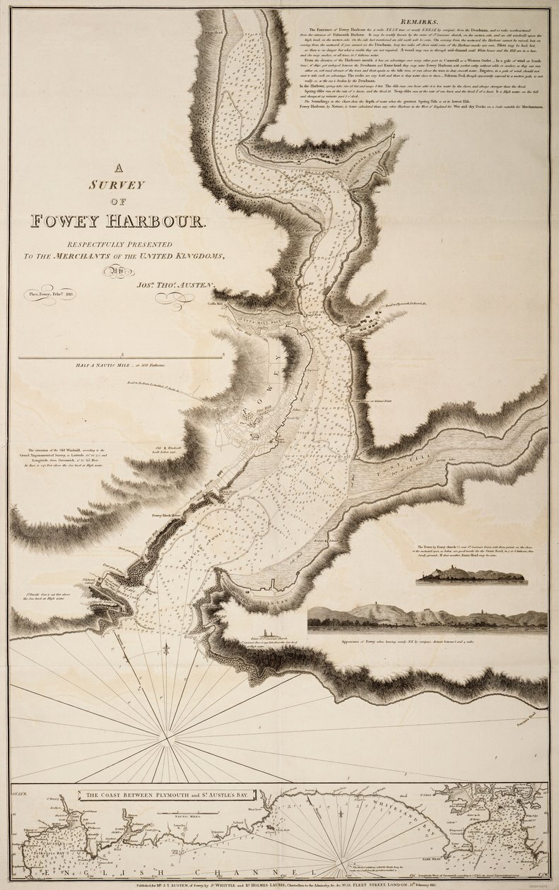En undersøgelse af Fowey Harbour af Joshua Thomas Austen