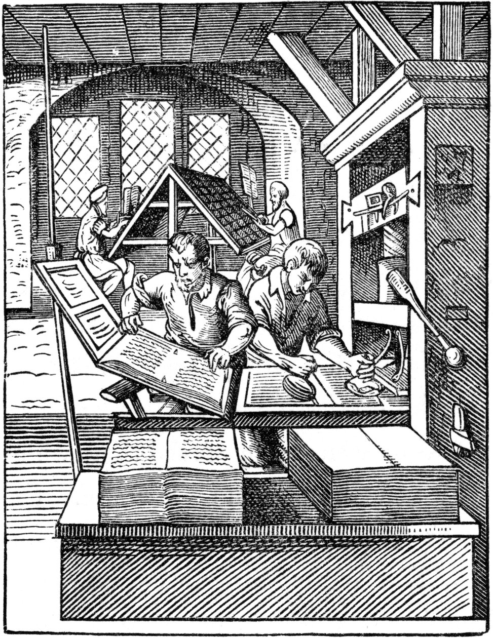 Printers Workshop, 1568. af Jost Amman