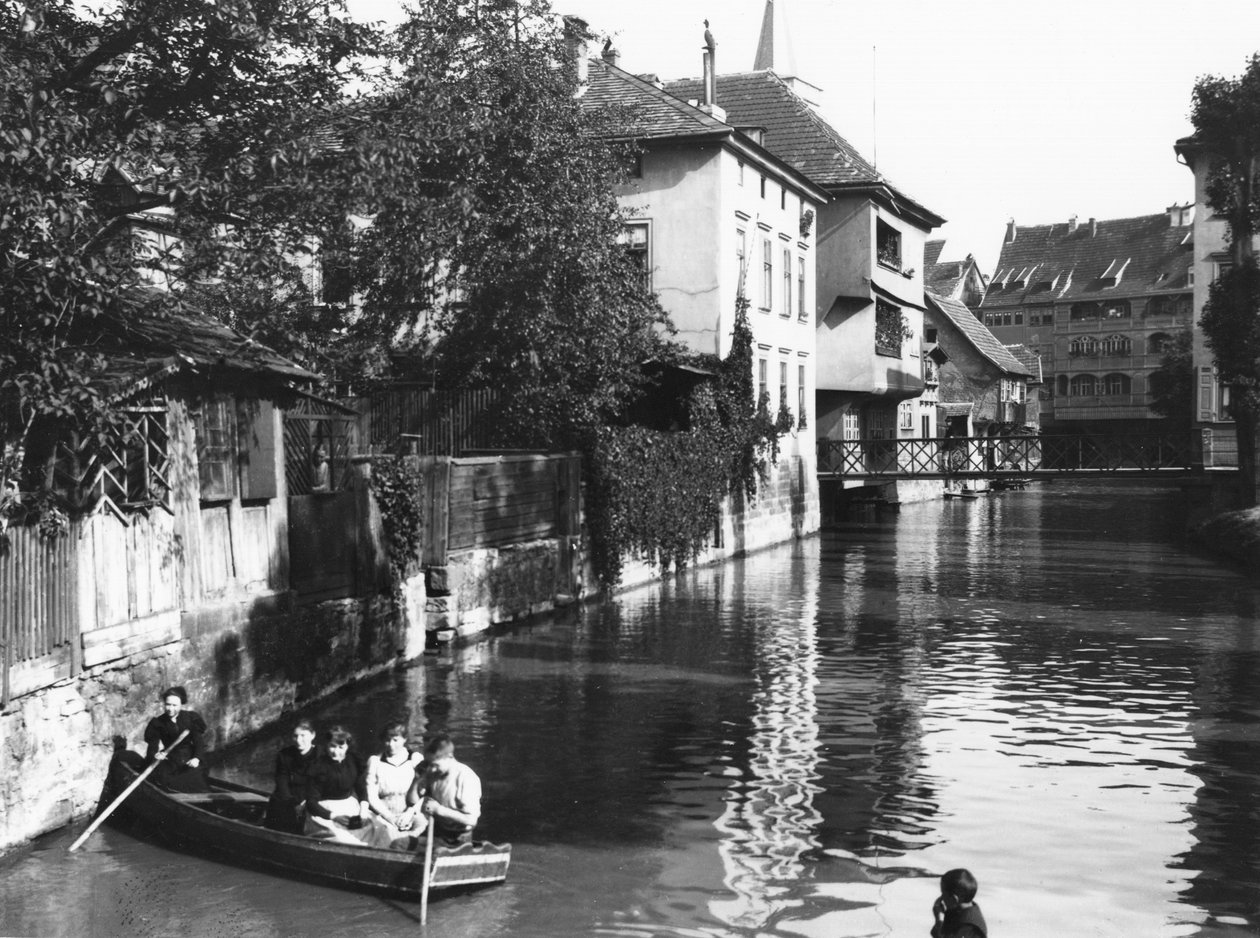 Sejlads på floden Gera ved Erfurt, Thüringen, ca. 1910 af Jousset