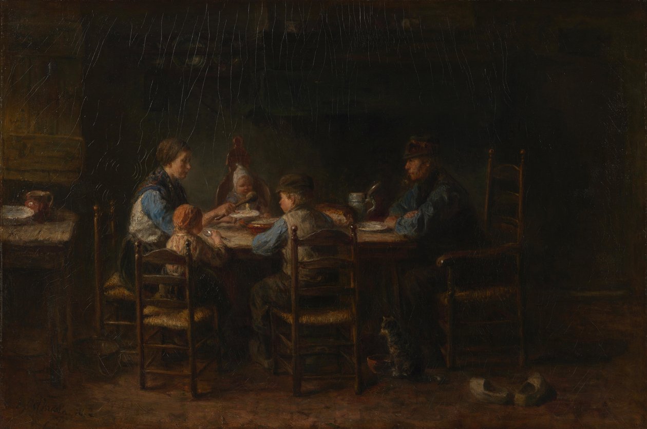 Bondefamilie ved bordet af Jozef Israëls