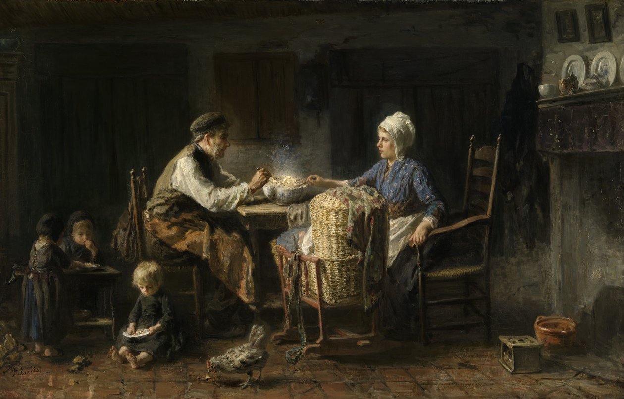 The Frugal Meal (olie på lærred) af Jozef (1824 1911) Israels