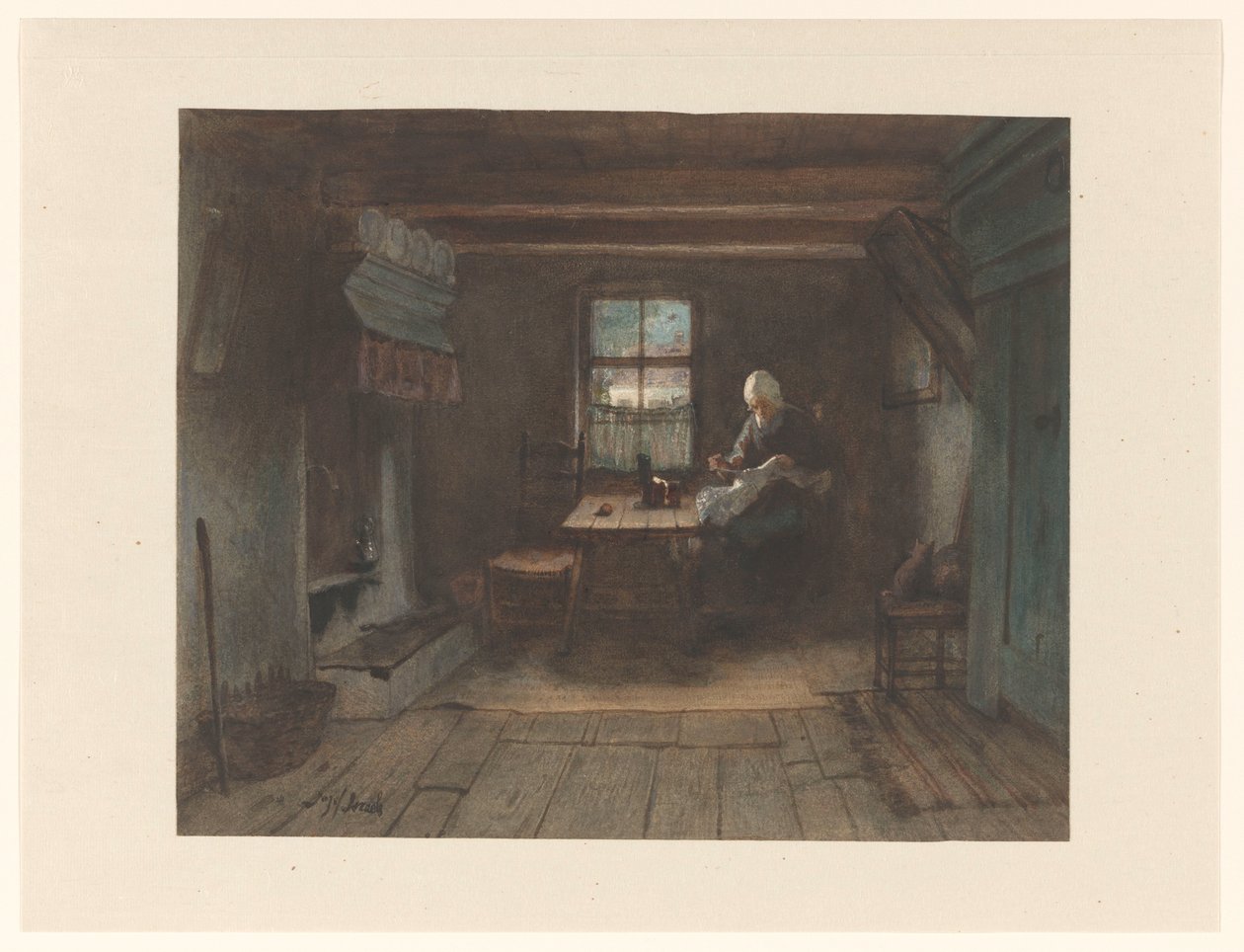 Farmhousebinnen af Jozef Israëls