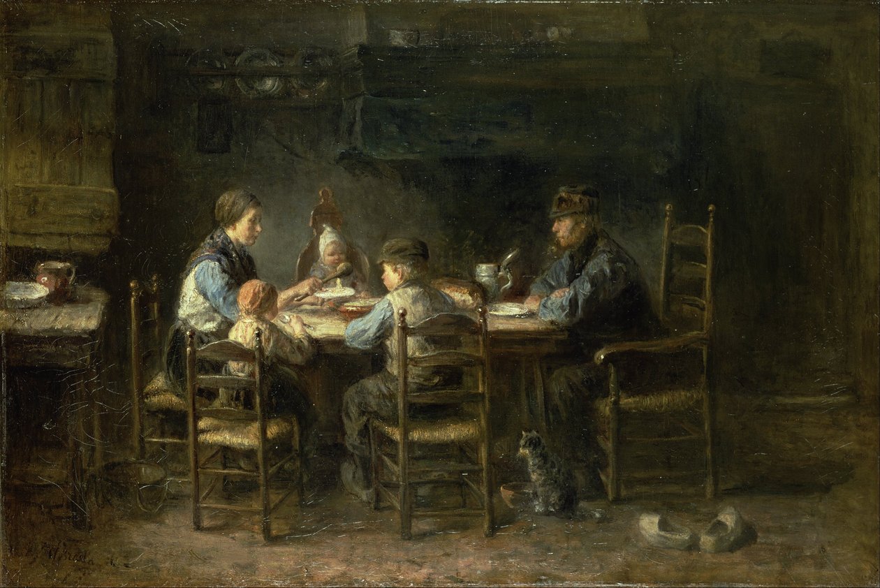 Bondefamilie ved bordet af Jozef Israëls