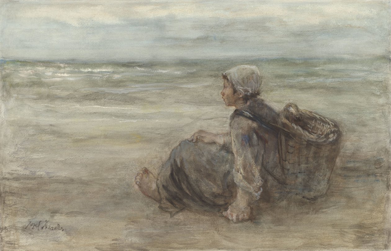 Fisher pige på stranden af Jozef Israëls