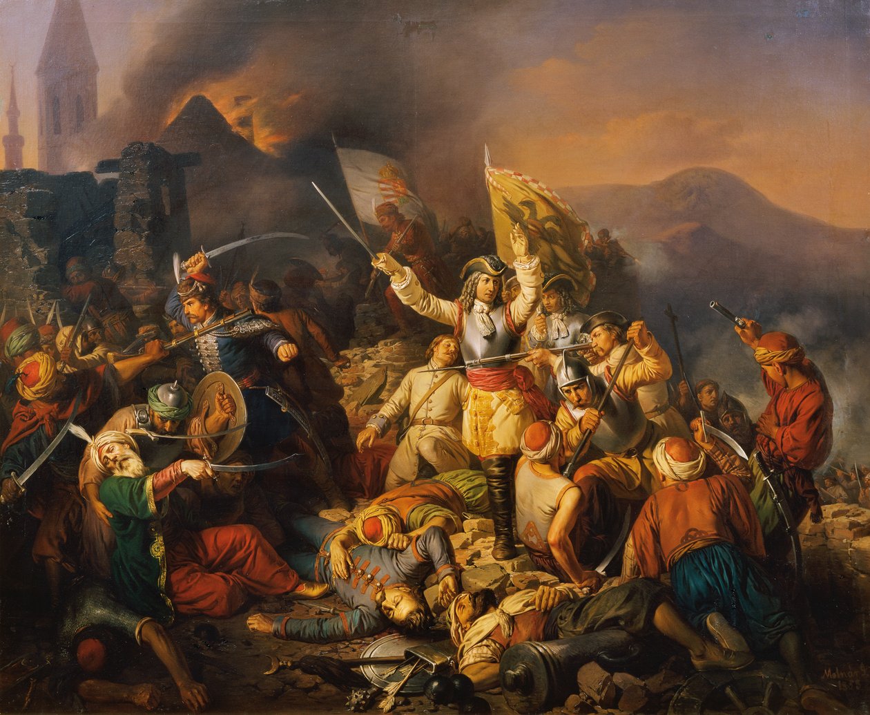 Generobringen af Buda, 1686, 1858. af Jozsef Molnar