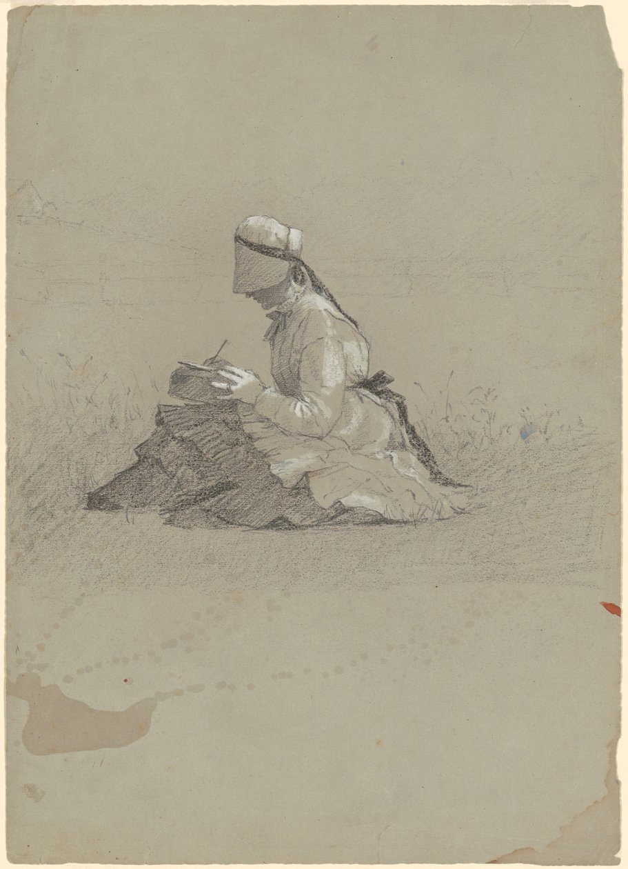 Ung Dame skriver af Jr. Enoch Wood Perry