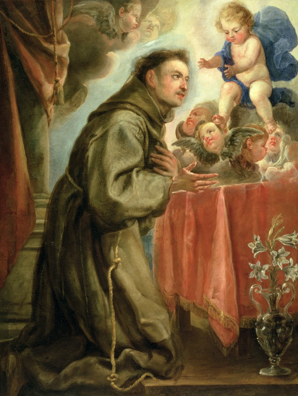 Sankt Antonius af Padova (1195-1231) tilbeder Kristusbarnet af Juan Carreño de Miranda