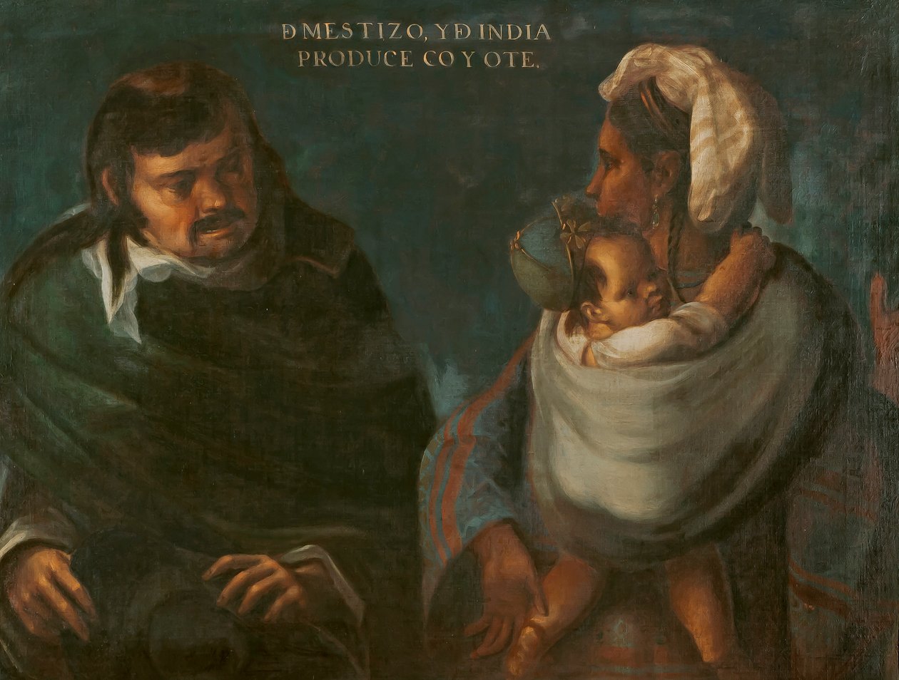 Mestizo og indianer producerer en prærieulv, ca. 1715 af Juan Rodríguez Juárez