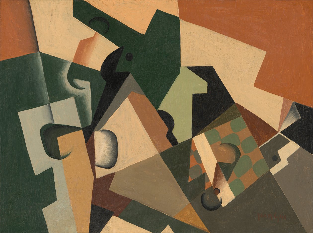Glas og skakbræt, ca. 1917. af Juan Gris