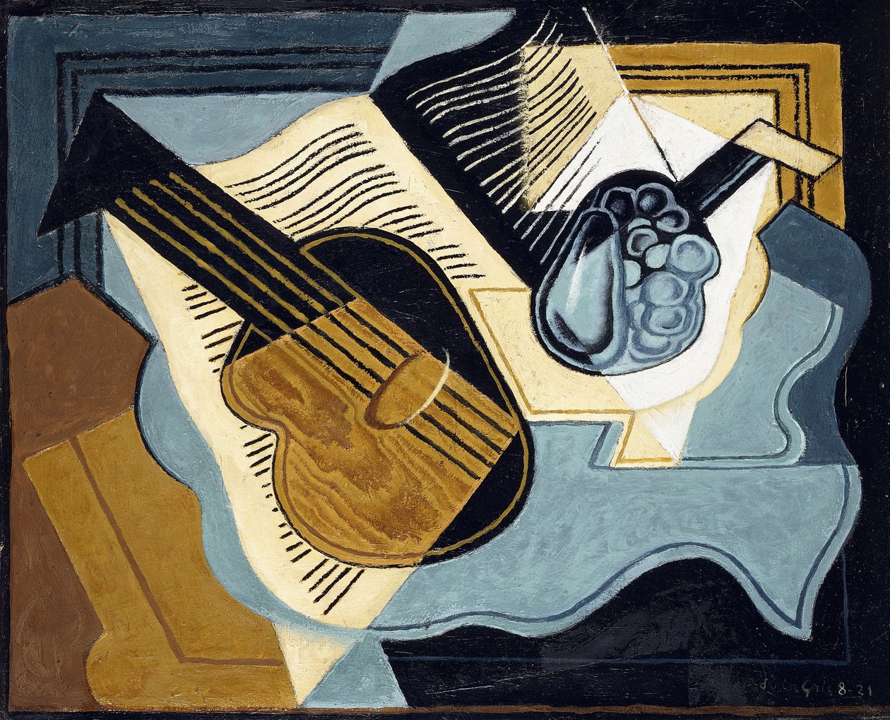 Guitar og frugtskål, 1921 af Juan Gris