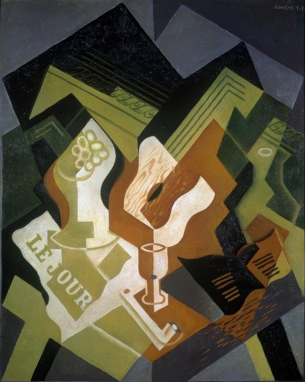 Guitar og frugtskål af Juan Gris