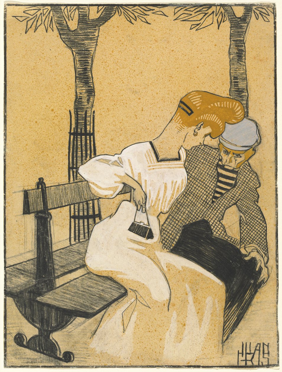 Mand og kvinde på bænk af Juan Gris