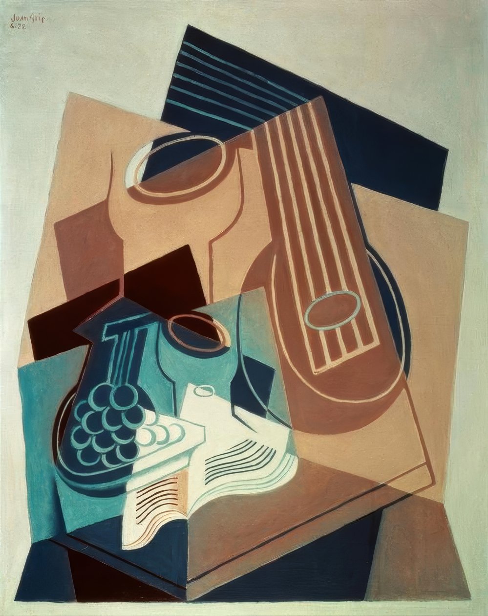 Mandolin og druer af Juan Gris