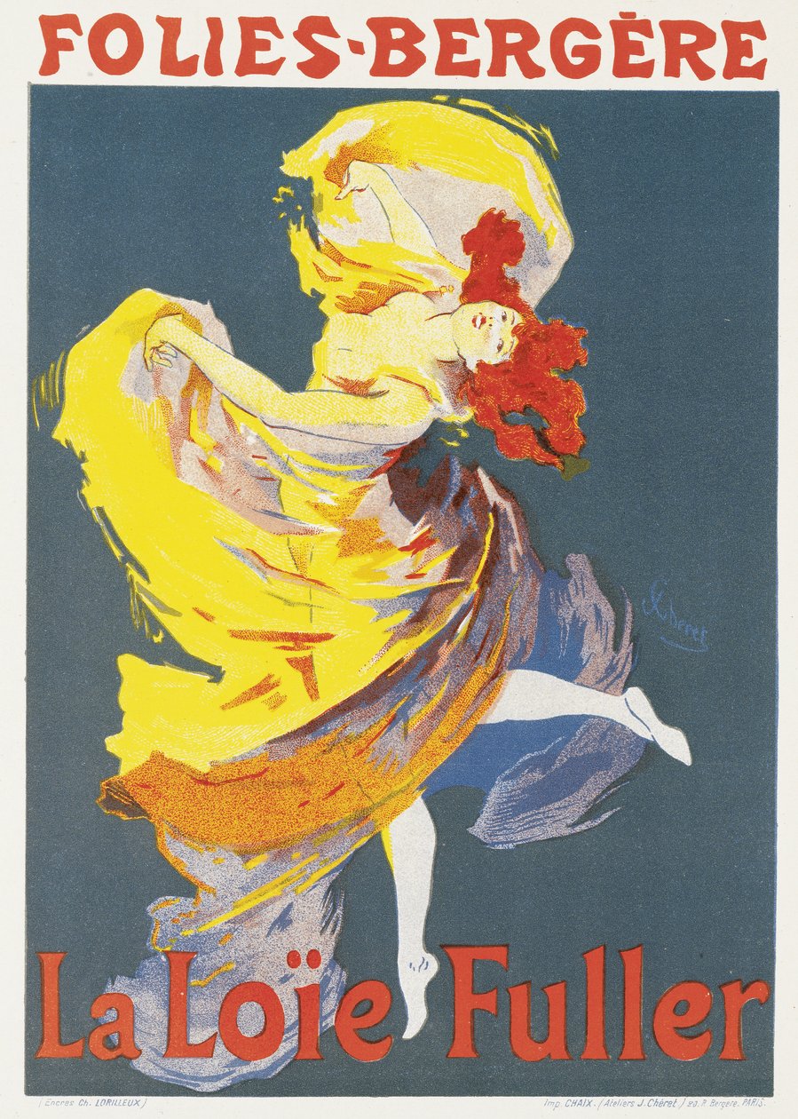 Plakat, der reklamerer for en danseforestilling af Loie Fuller på Folies-Bergere af Jules Cheret