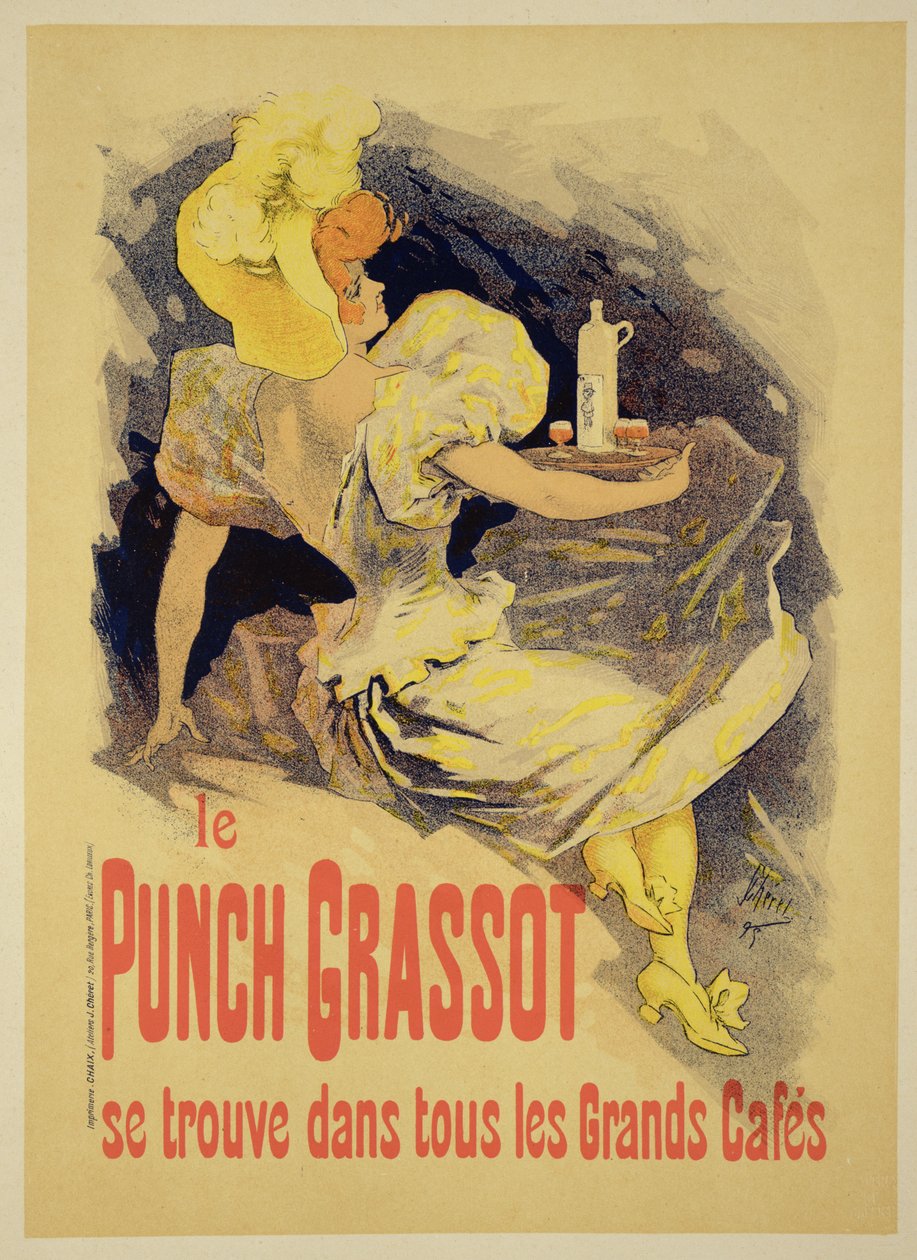 Reproduktion af en plakat, der reklamerer for "Punch Grassot", 1895 af Jules Cheret