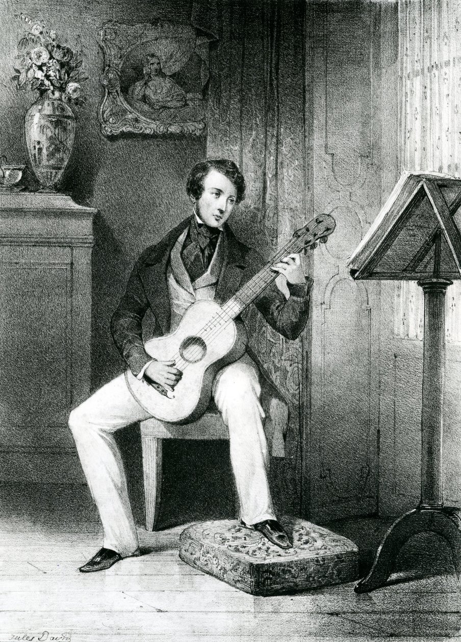 Guitarspilleren (litografi) af Jules David