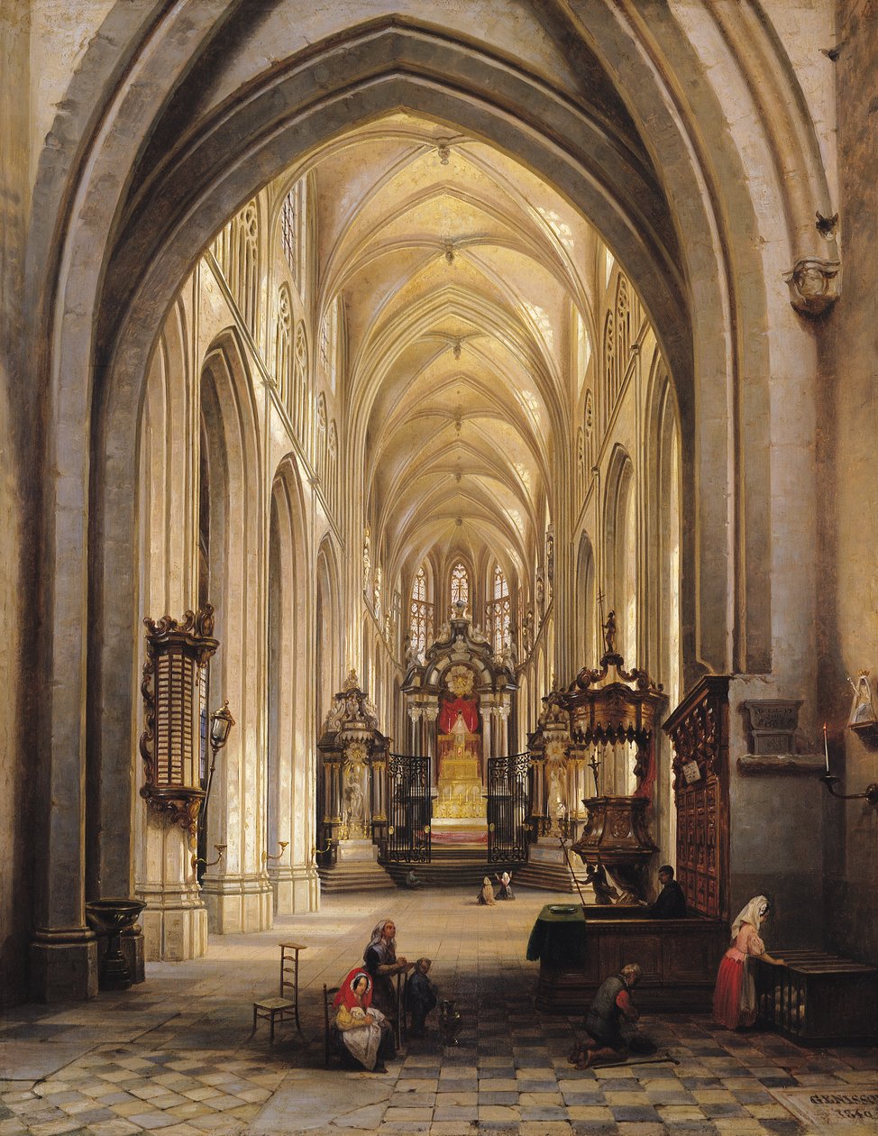 Kirkens indre, 1840 af Jules Victor Genisson