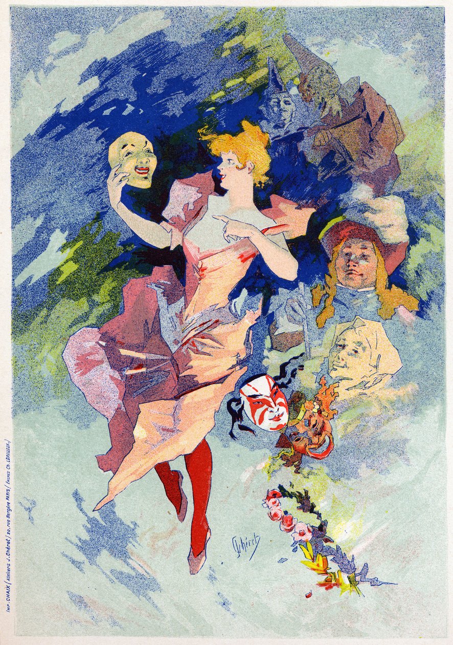 Komedie allegori, slutningen af det 19. århundrede (illustration) af Jules Cheret