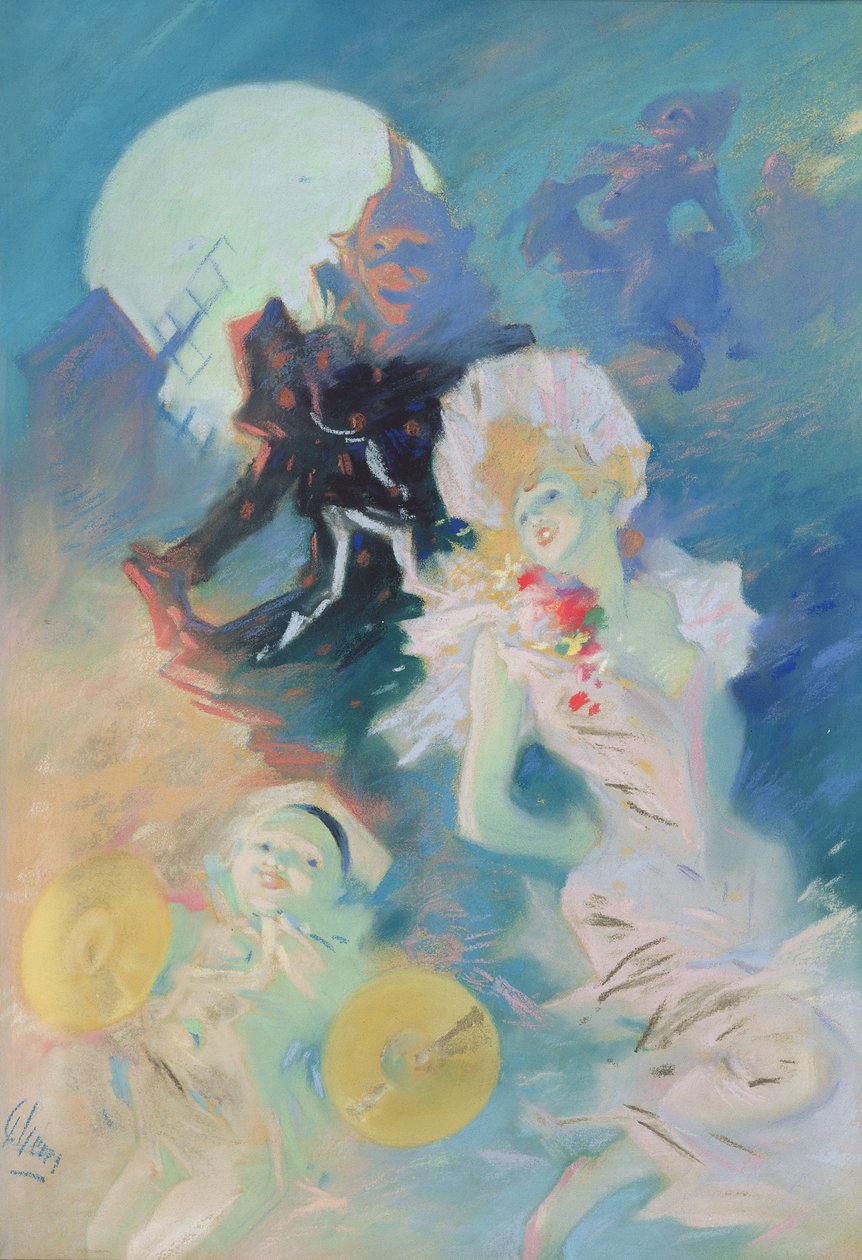 Crazy Happiness (pastel på papir) af Jules Cheret