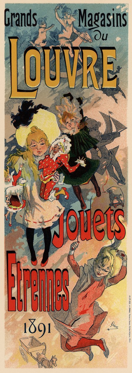 Louvre-plakatens butikker, 1890 af Jules Cheret