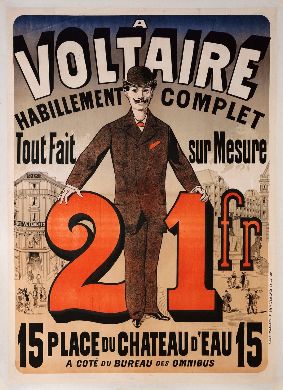 Plakatreklame "A Voltaire", ca. 1877 af Jules Cheret