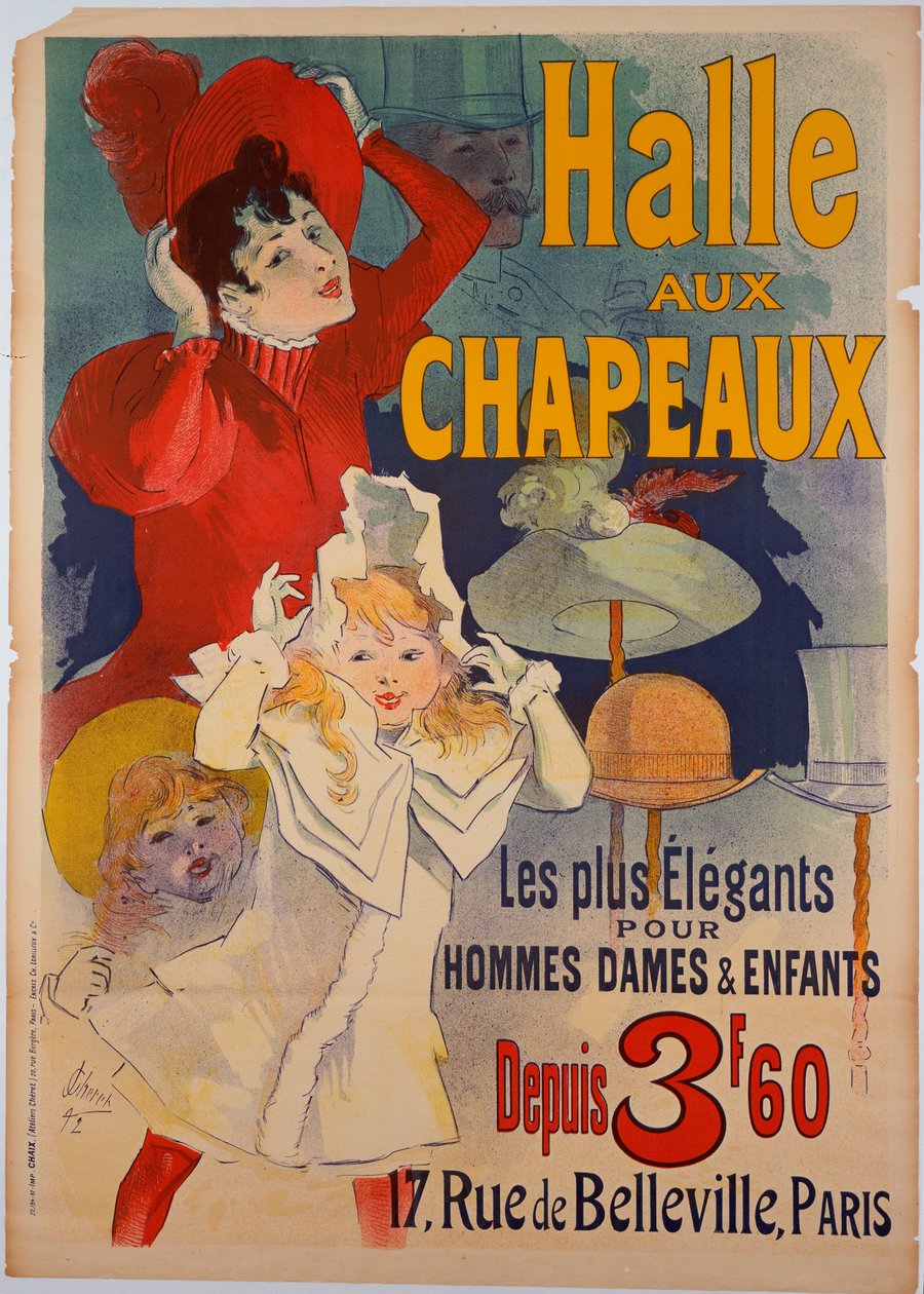Plakatreklame "Hats Hall", ca. 1892 af Jules Cheret