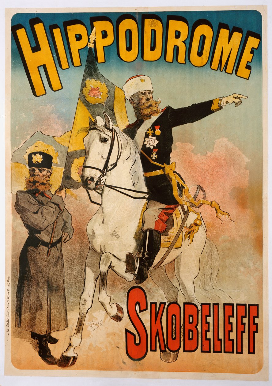 Plakat med reklame for "Skobeleff" på Hippodromen, 1895 af Jules Cheret