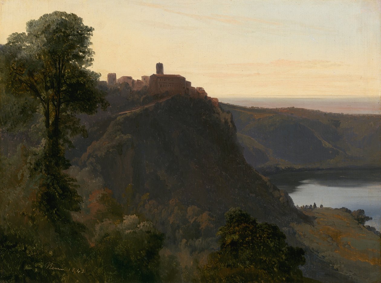 Udsigt over Nemi-søen af Jules Coignet
