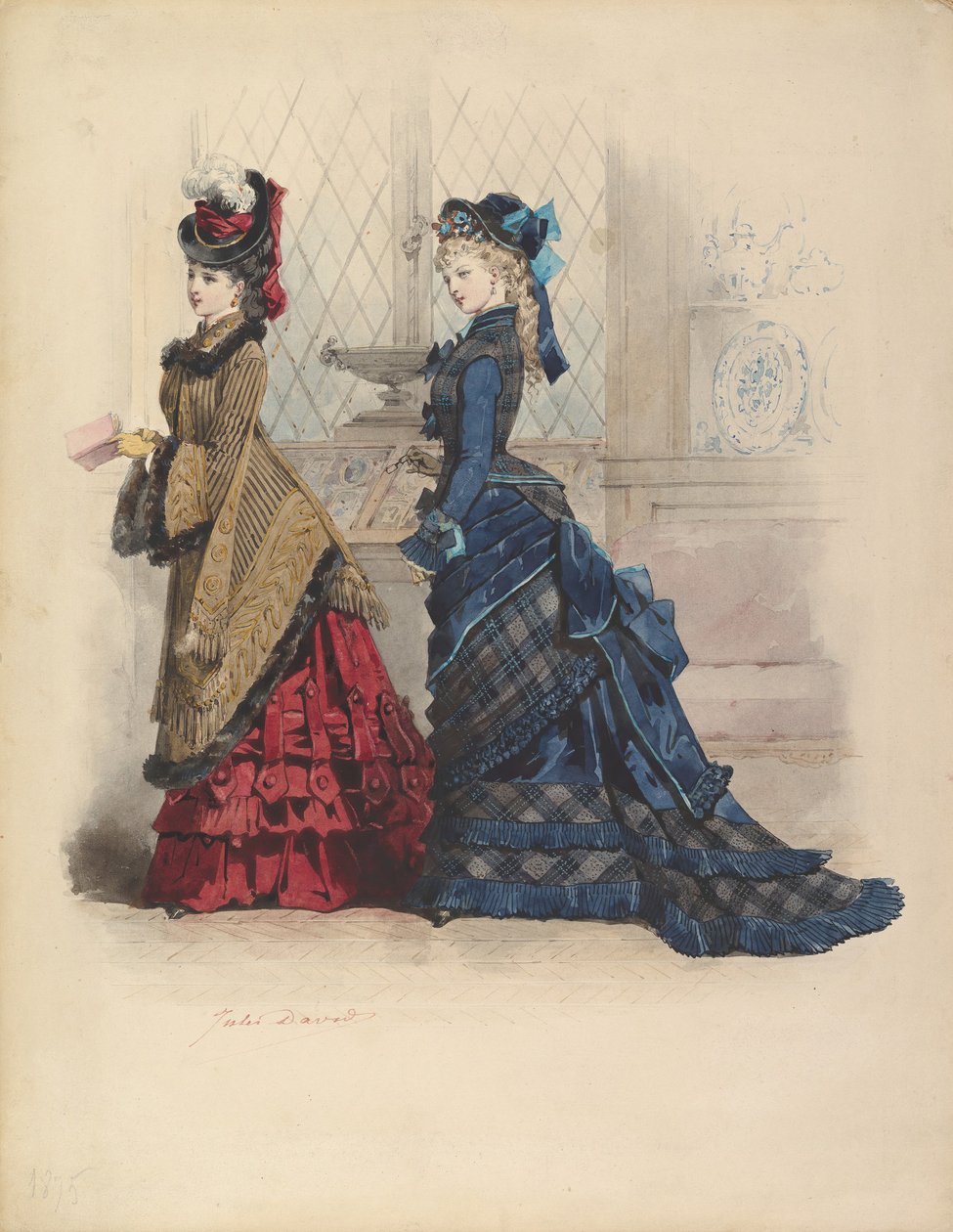 To kvinder i dagskjoler, 1875. af Jules David